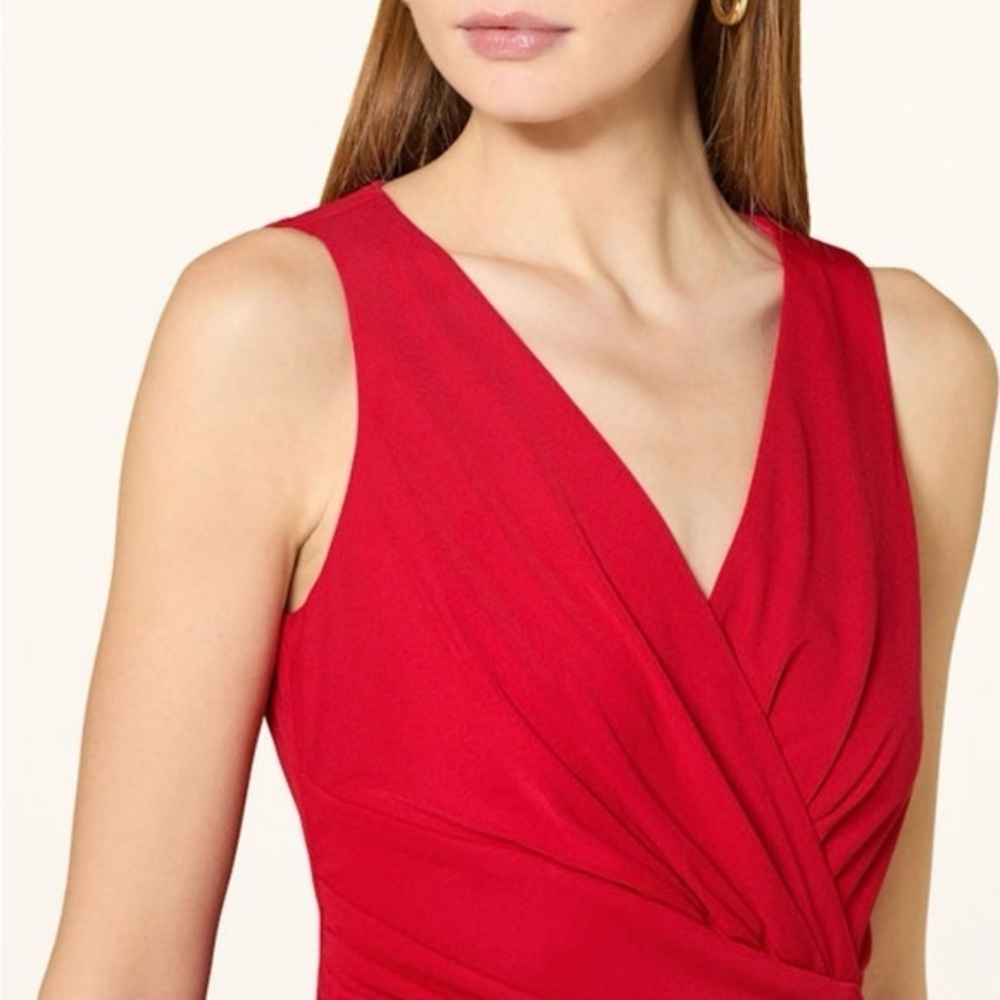 Lauren Ralph Lauren Red Sleeveless Dress | Size 6 | Elegant Formal Classic - Picture 3 of 10
